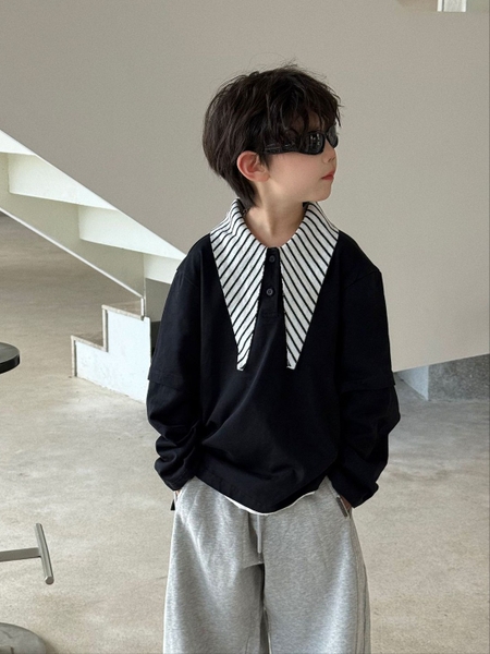 Áo Dài Đen Mix Khăn Cổ FS
