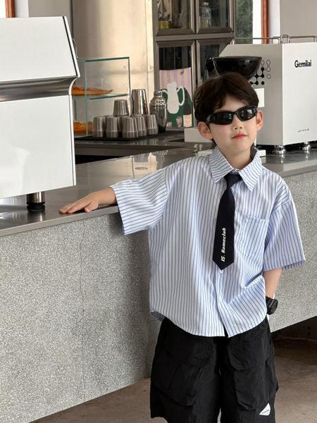 Sơ Mi Kẻ Xanh Kèm Cavat FS