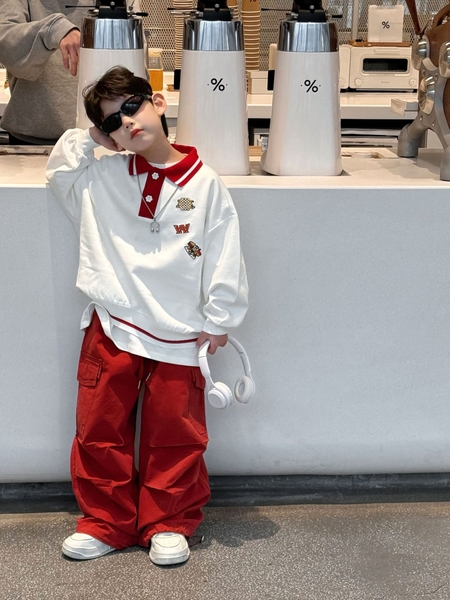 Áo Dài Polo Trắng Cổ Đỏ FS