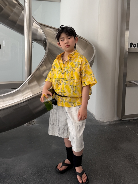 Sơ Mi Vàng Họa Tiết Ly