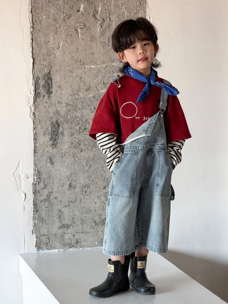 SN Áo Đỏ Mix Tay+Yếm Jean AY