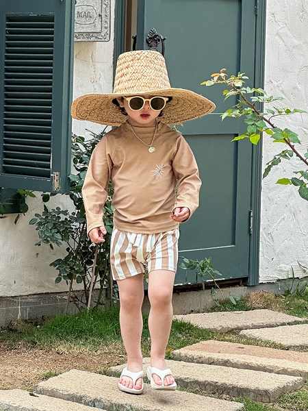 Set Bơi Nâu Quần Kẻ DS