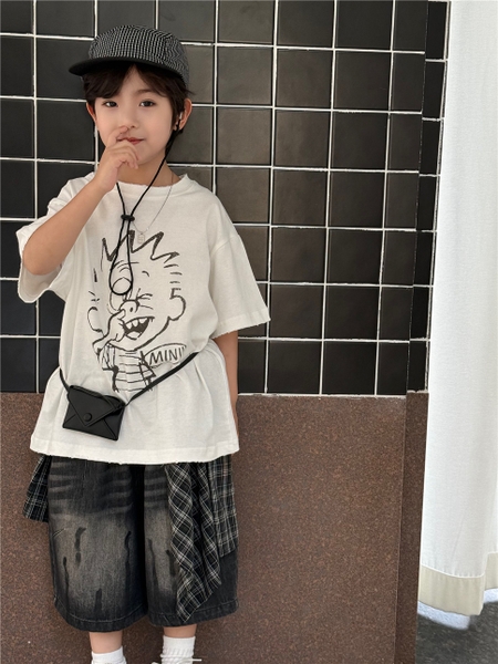 Áo Ngắn Trắng Bé Mini SN