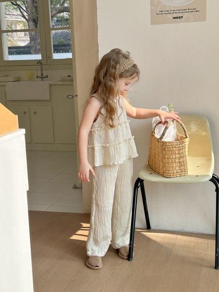 SET Dài Áo Quần Kem Nhún Peach