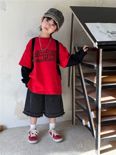 Áo Dài Đỏ Mix Tay Đen SN