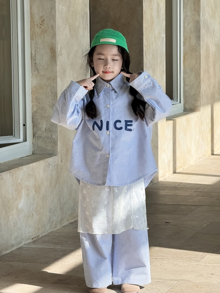 SET Dài Sơmi Kẻ Xanh & Quây Ren XJ