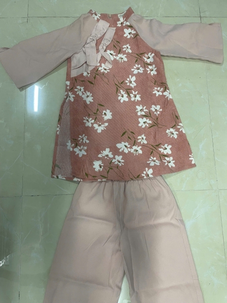 Set Áo Dài Hồng Hoa