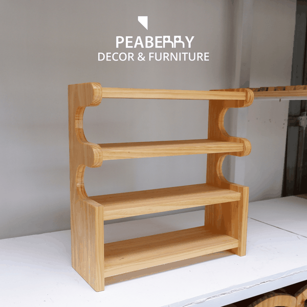 Kệ gỗ decor 4 tầng, cạnh cong