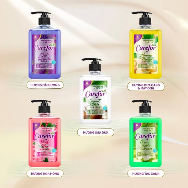 Sữa rửa tay tạo bọt Carefor Chính hãng diệt khuẩn dưỡng ẩm thơm 4 mùi hương dạng chai 500ml