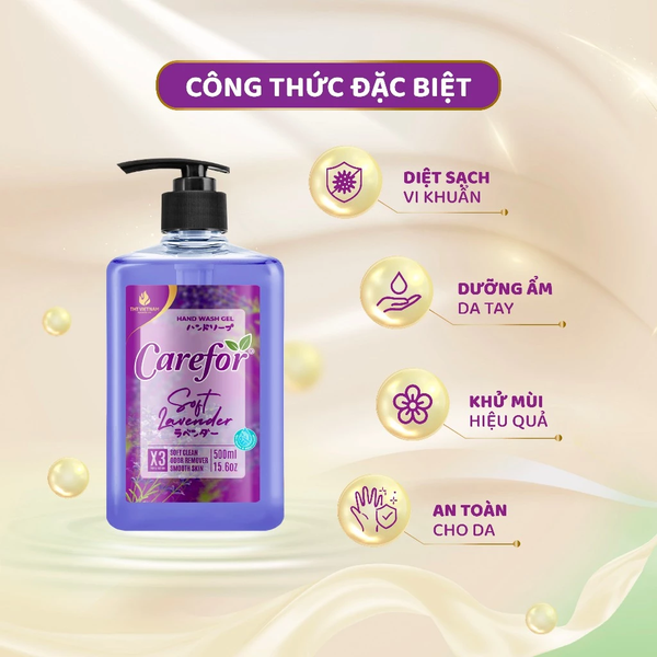 Sữa rửa tay tạo bọt Carefor Chính hãng diệt khuẩn dưỡng ẩm thơm 4 mùi hương dạng chai 500ml