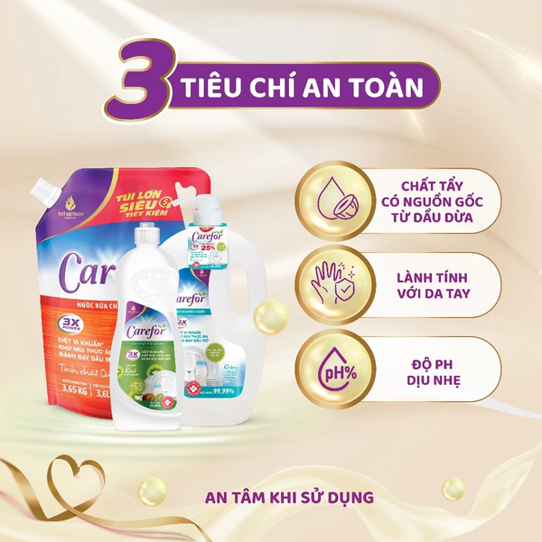 Nước rửa chén bát Carefor Không bám mùi, An toàn 1,9l
