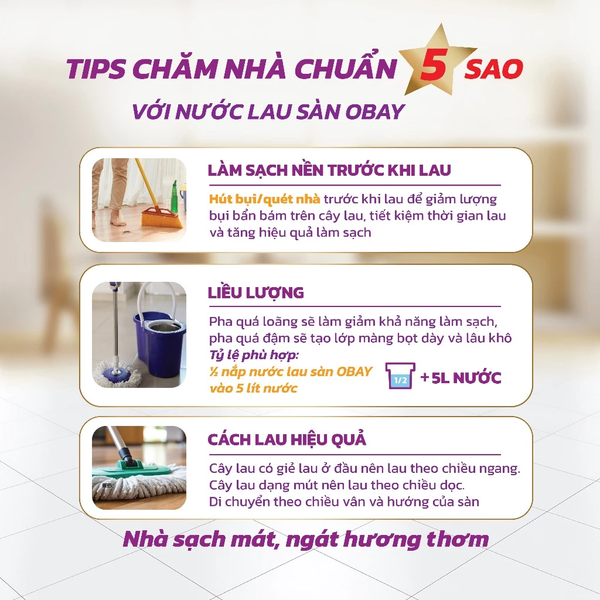 Nước lau sàn đậm đặc Obay Hương thiên nhiên tươi mát 1L