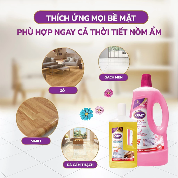 Nước lau sàn đậm đặc Obay Hương thiên nhiên tươi mát 1L