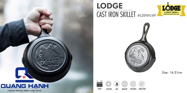 Chảo gang Lodge 16.5 cm đáy hình sói