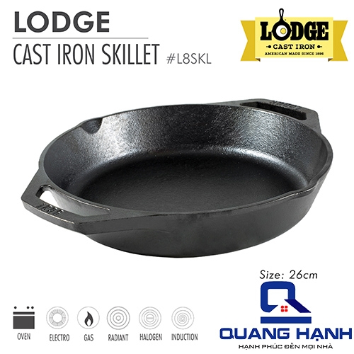 Chảo gang Lodge L8SKL hai tay cầm 26 cm