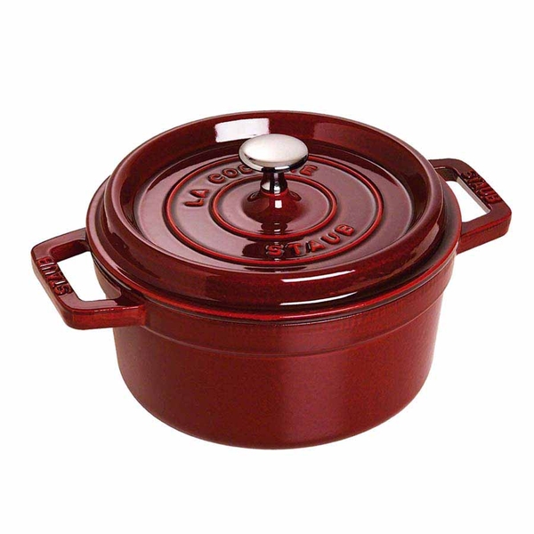 Nồi gang tròn Staub màu đỏ lựu 20cm - 2.2L