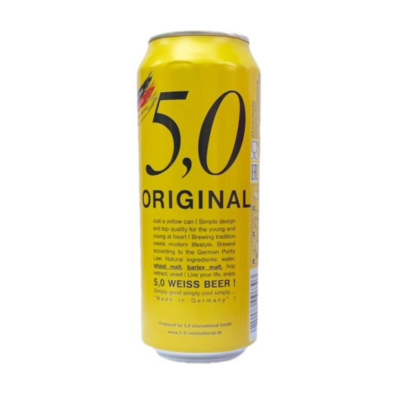 Bia 5,0 Original Wheat Beer 5% Đức – thùng 24 lon 500 ml