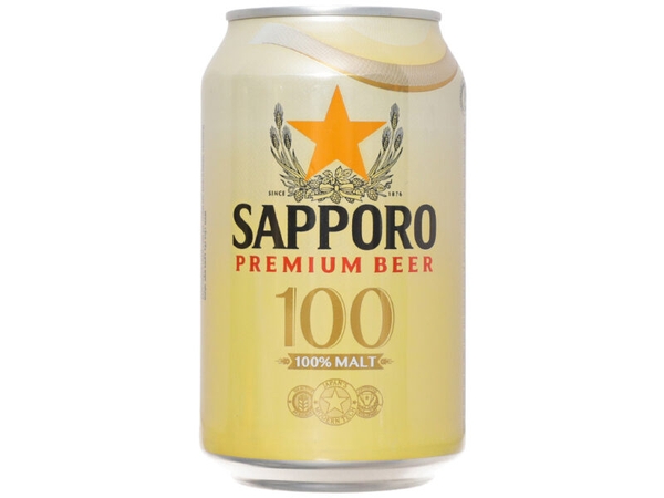 Bia Sapporo 100% Malt 5% Nhật Bản – thùng 24 lon 330ml