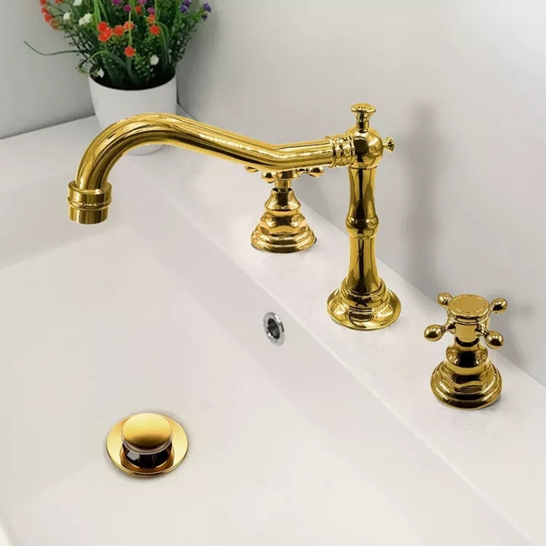 Vòi chậu lavabo vòi bồn tắm 3 lỗ mạ vàng Daelim DL-225072GB
