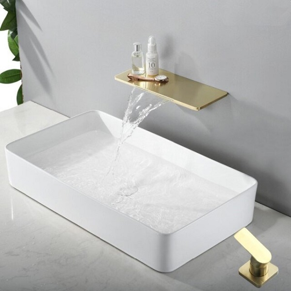 Vòi chậu lavabo, vòi bồn tắm âm tường mạ vàng DAELIM DL-600018G