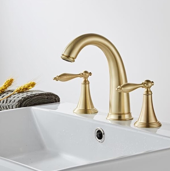 Vòi chậu lavabo vòi bồn tắm 3 lỗ mạ vàng đồng mờ Daelim DL-99061GM