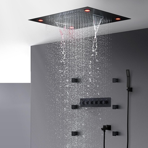 Sen tắm âm trần nóng lạnh màu đen DAELIM 04004W (KT bát sen lớn : 600x800mm)