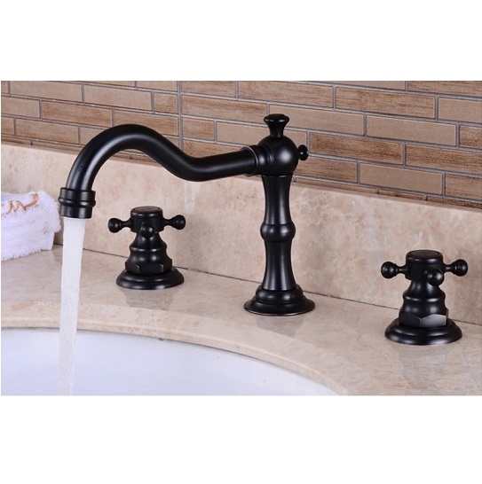 Vòi chậu lavabo vòi bồn tắm 3 lỗ mạ màu đen Daelim DL-225072B