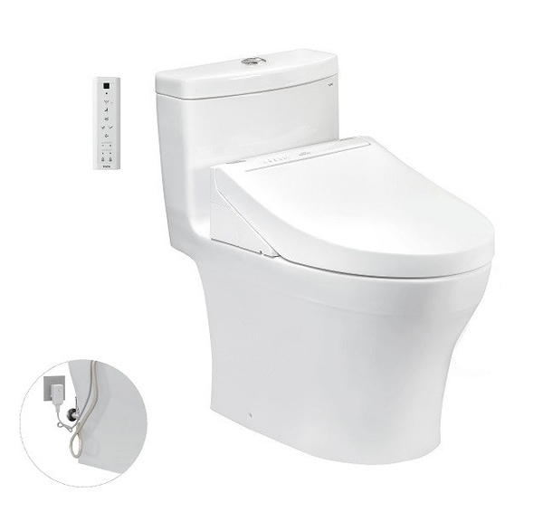 Bàn cầu một khối TOTO, kèm nắp rửa điện tử TOTO WASHLET - MS889DRW14