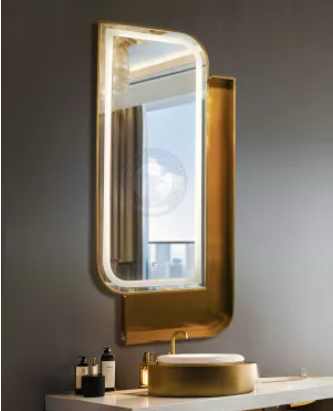 Gương nghệ thuật phòng tắm khung inox mạ vàng Luxor NAV 2123