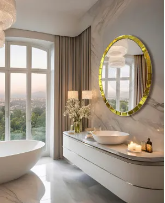 Gương nghệ thuật phòng tắm Luxury khung vàng Rossi NAV 2125