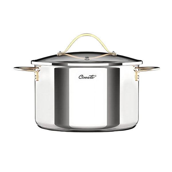 Nồi hầm inox 304 cao cấp Ciwete 28cm nắp kính SS0101-B