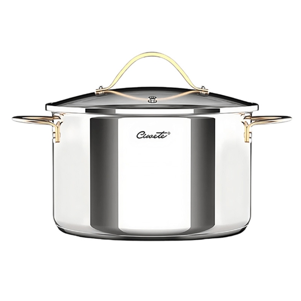 Nồi hầm inox 304 cao cấp Ciwete 32cm nắp kính SS0101-C