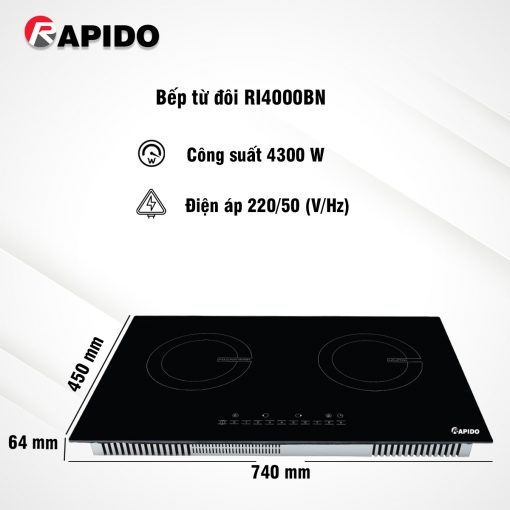 Bếp từ đôi Rapido RI4000BN