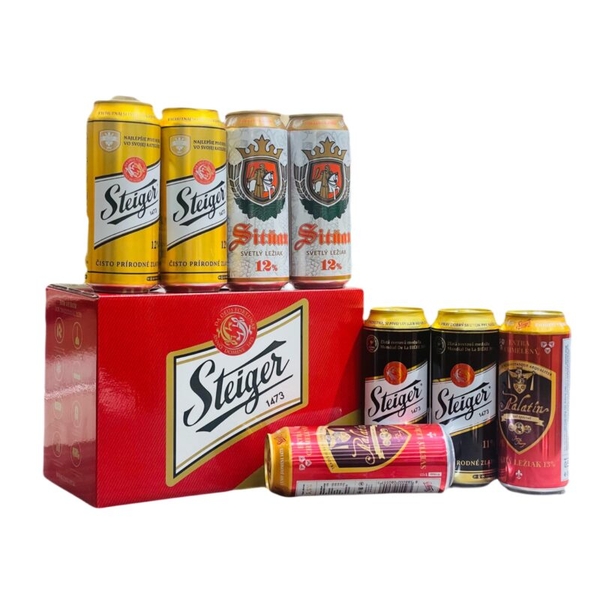 Hộp quà bia Steiger Tiệp – 8 lon 500ml