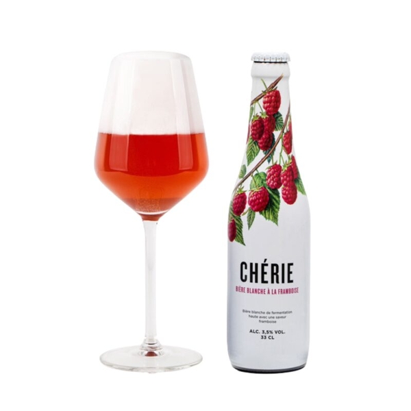 Bia Cherie Biere Blanche (vị mâm xôi) 3.5% Bỉ – thùng 12 chai 330ml