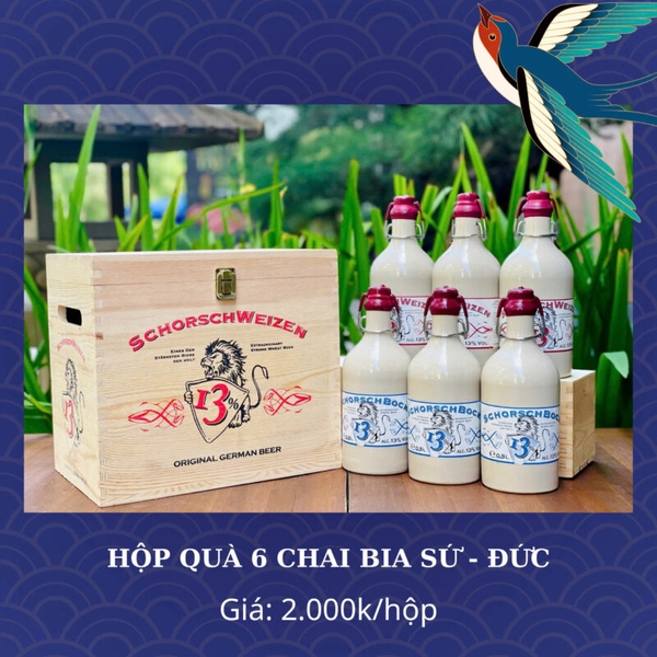 Hộp quà 6 chai bia sứ SchorschBock Đức