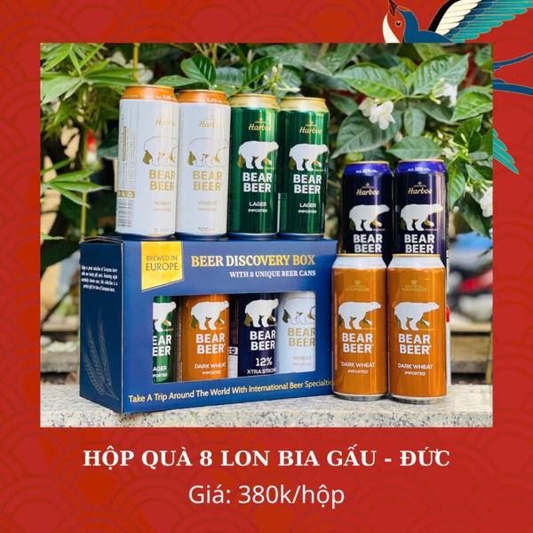 Hộp quà 8 lon bia Gấu Đức