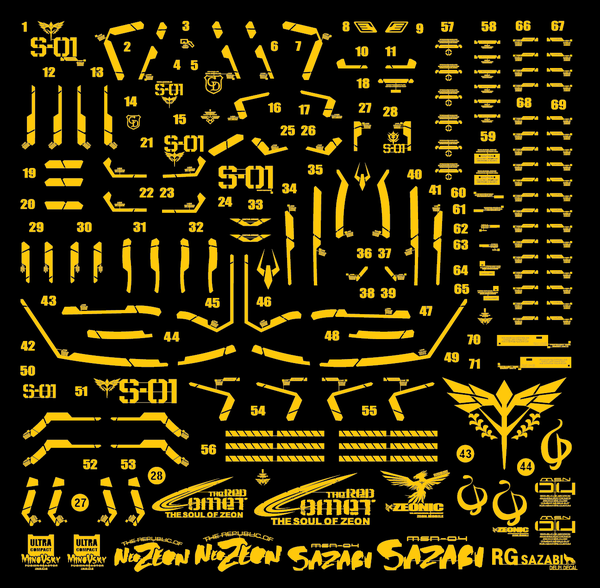 PHỤ KIỆN METAL STICKER - Decal kim loại cho RG Sazabi màu vàng gold