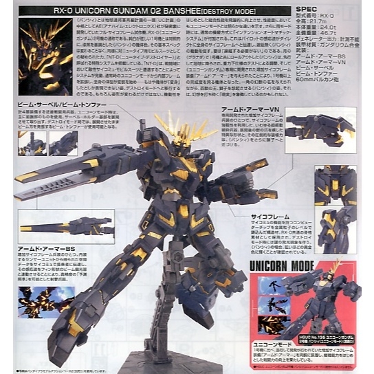 HGUC 1/144 UNICORN GUNDAM 02 BANSHEE (Destroy Mode)