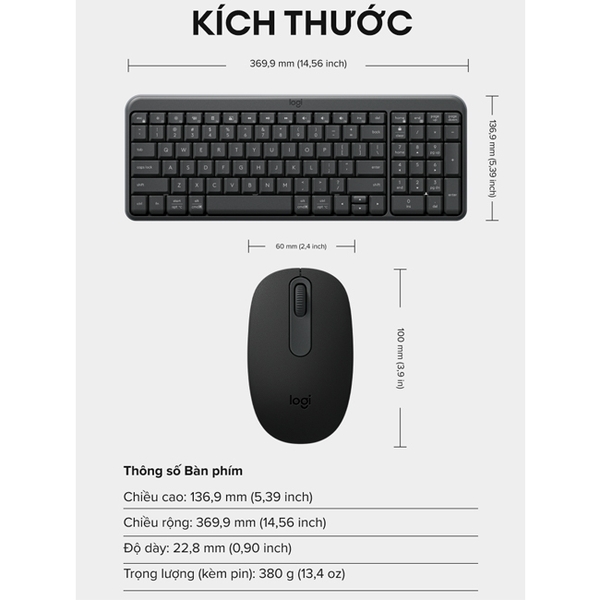 Bộ bàn phím chuột Logitech MK251 đen