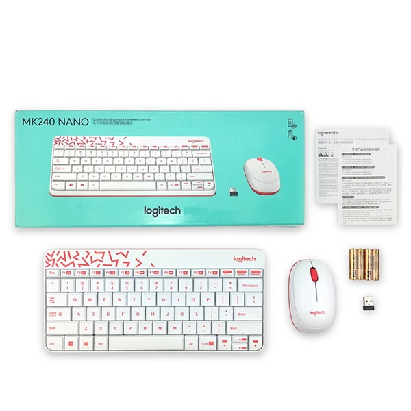 Combo Chuột và Bàn Phím Không Dây Logitech MK240 trắng