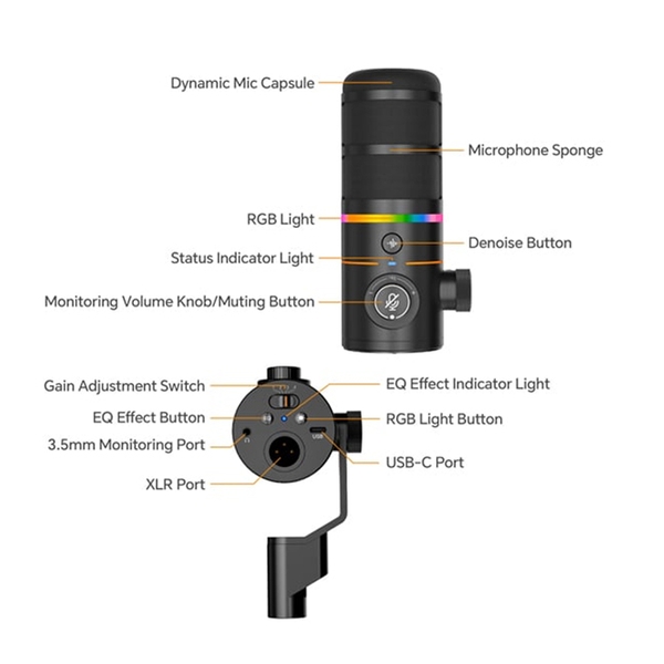 Micro Comica EJoy D10 RGB Cardioid Dynamic (bản để bàn)