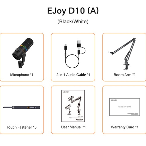 Micro Comica EJoy D10 RGB Cardioid Dynamic (bản Arm)