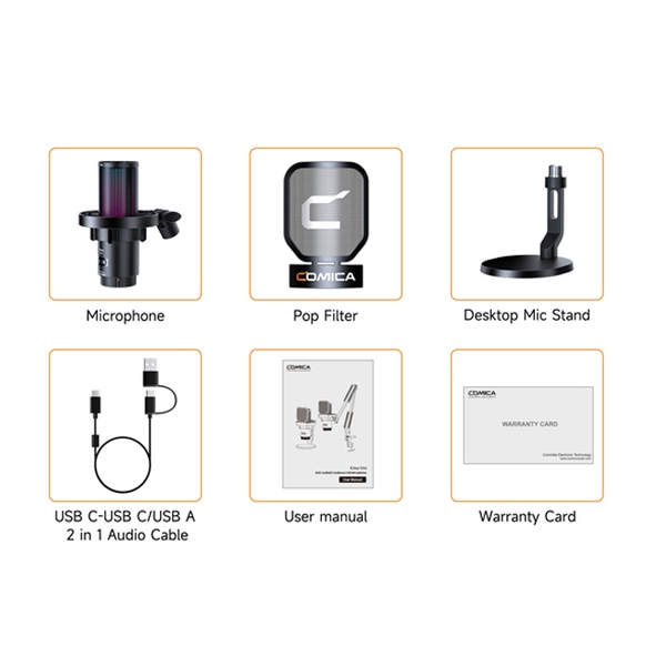 Microphone Comica EJoy Uni RGB Cardioid Condenser Wireless USB (bản để bàn)