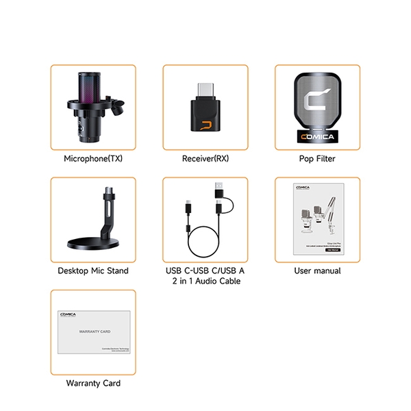 Microphone Comica EJoy Uni Pro RGB Cardioid Condenser Wireless USB (bản để bàn)