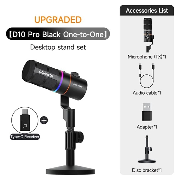 Micro Comica EJoy D10 Pro RGB Cardioid Dynamic (bản chân để bàn)