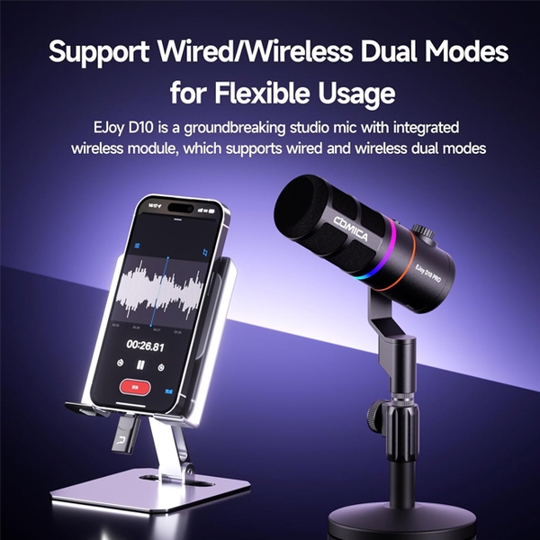 Micro Comica EJoy D10 Pro RGB Cardioid Dynamic (bản chân để bàn)