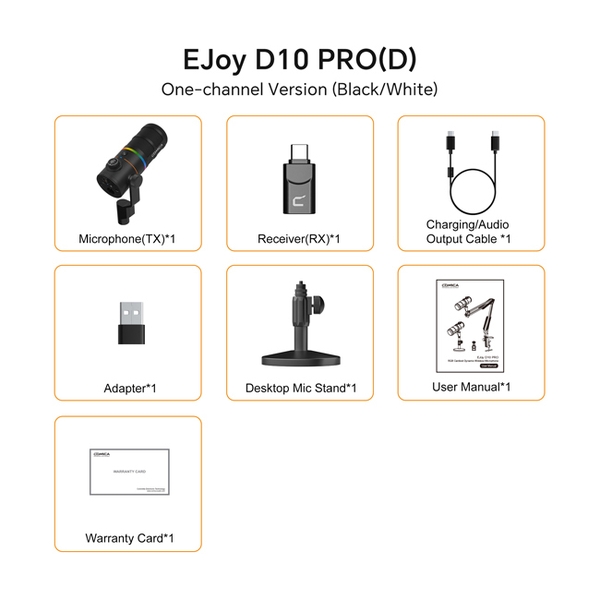 Micro Comica EJoy D10 Pro RGB Cardioid Dynamic (bản chân để bàn)