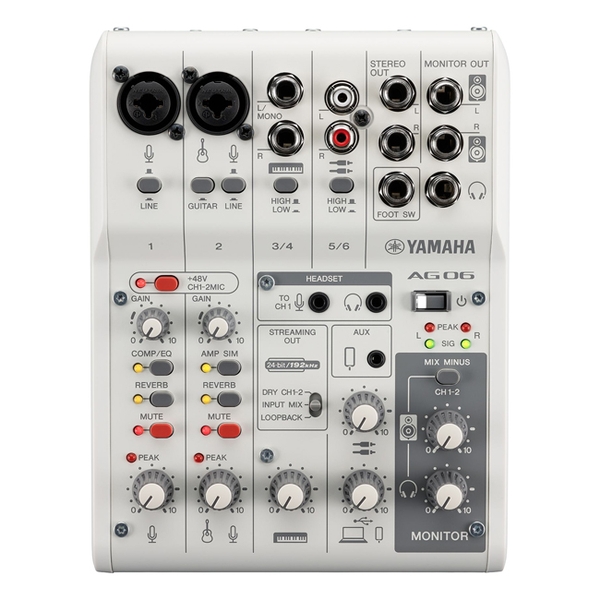Mixer Livestream Yamaha AG06 MK2 (màu trắng/đen) - Chính Hãng