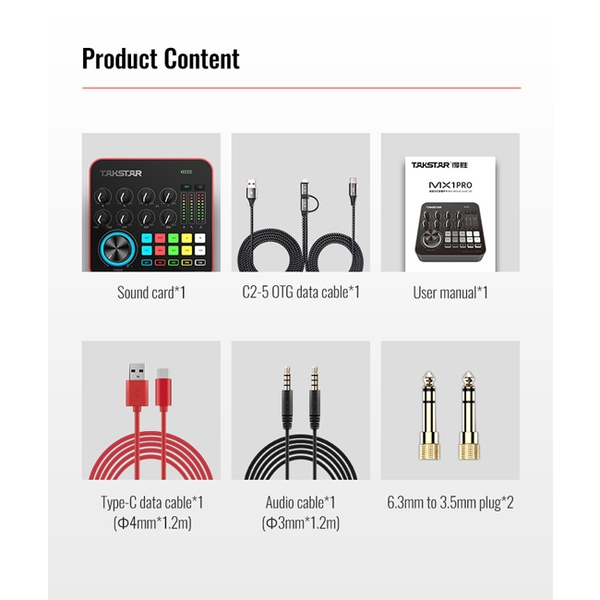 Soundcard thu âm livestream chuyên nghiệp Takstar MX1 Pro